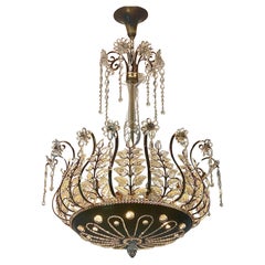 Rare Crystal Chandelier in the Style of Maison Baguès, France, 1950s