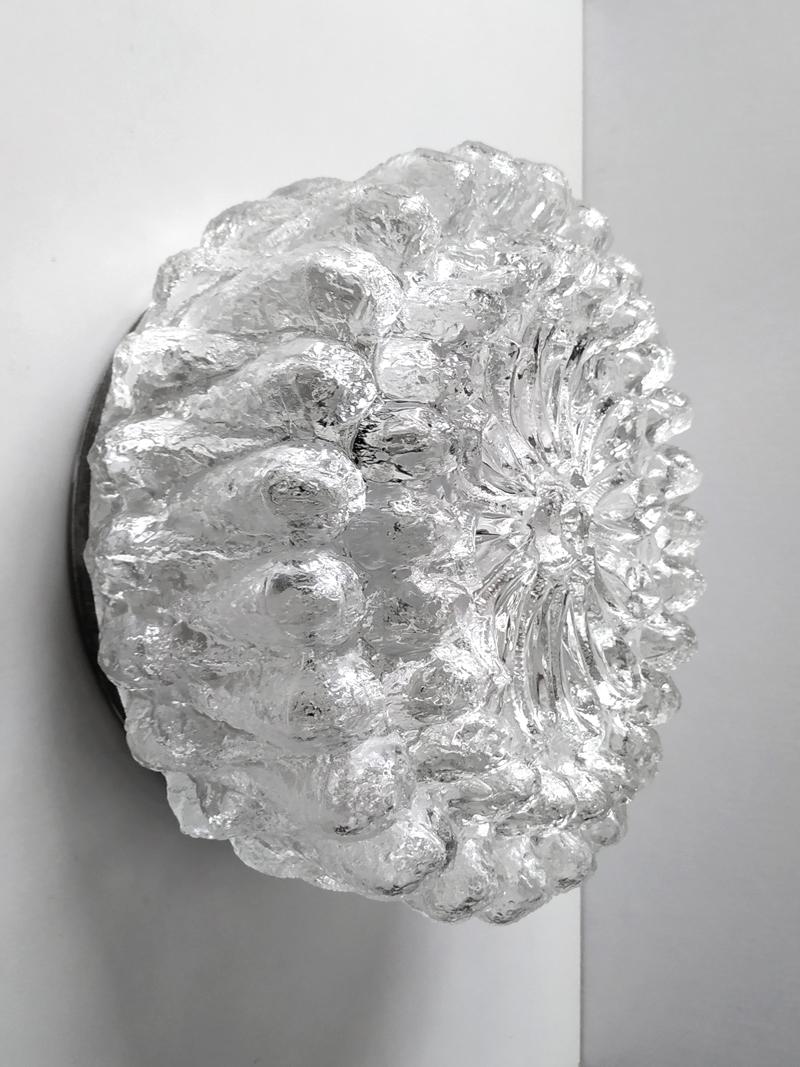 German Rare Crystal Glass Ceiling or Wall Flushmount, 1960s For Sale
