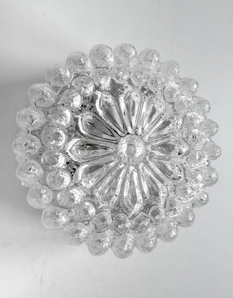 20th Century Rare Crystal Glass Ceiling or Wall Flushmount, 1960s For Sale