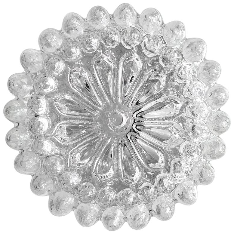 Rare Crystal Glass Ceiling or Wall Flushmount, 1960s