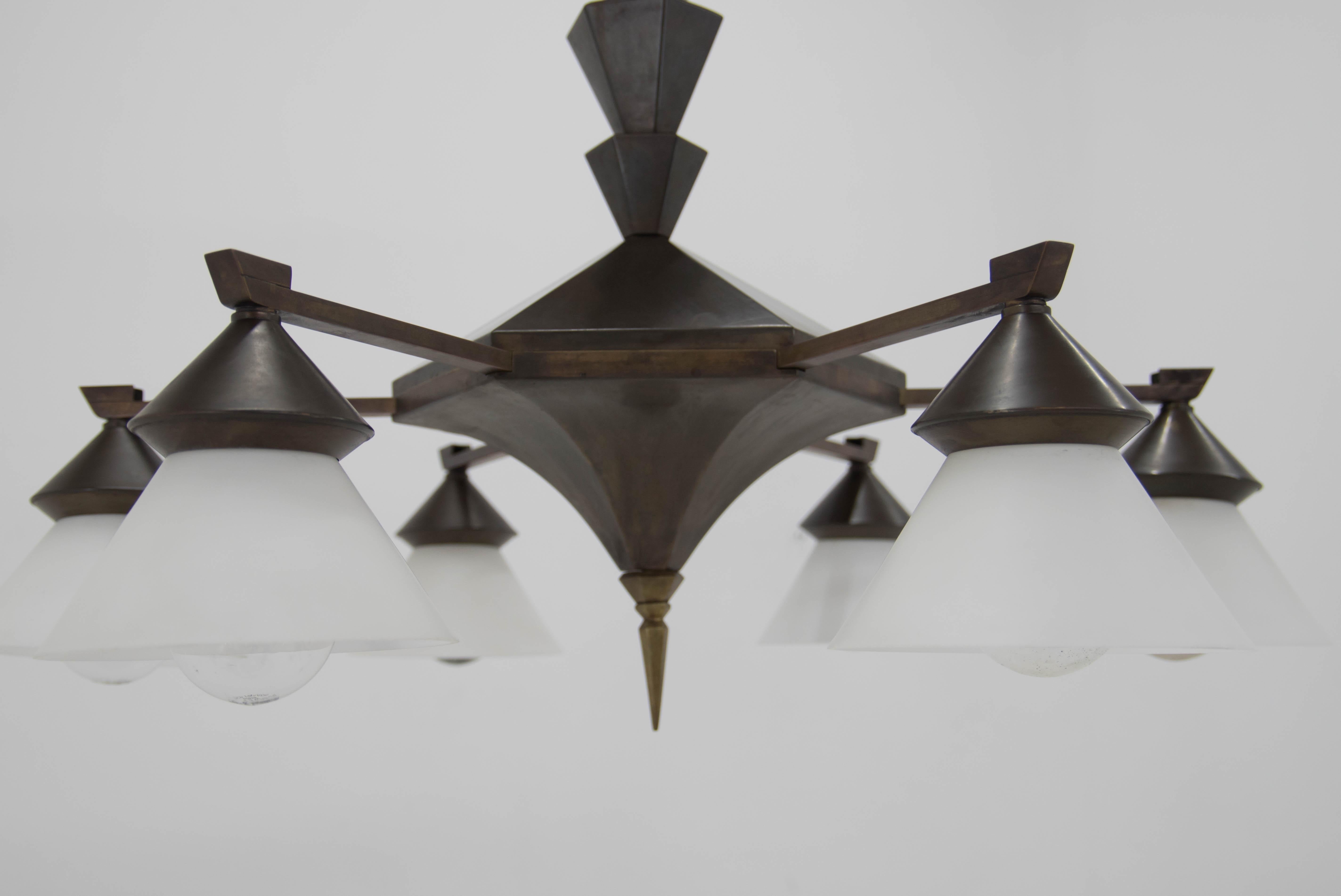 Rare Cubism Chandelier by Franta Anyz, 1920s 3