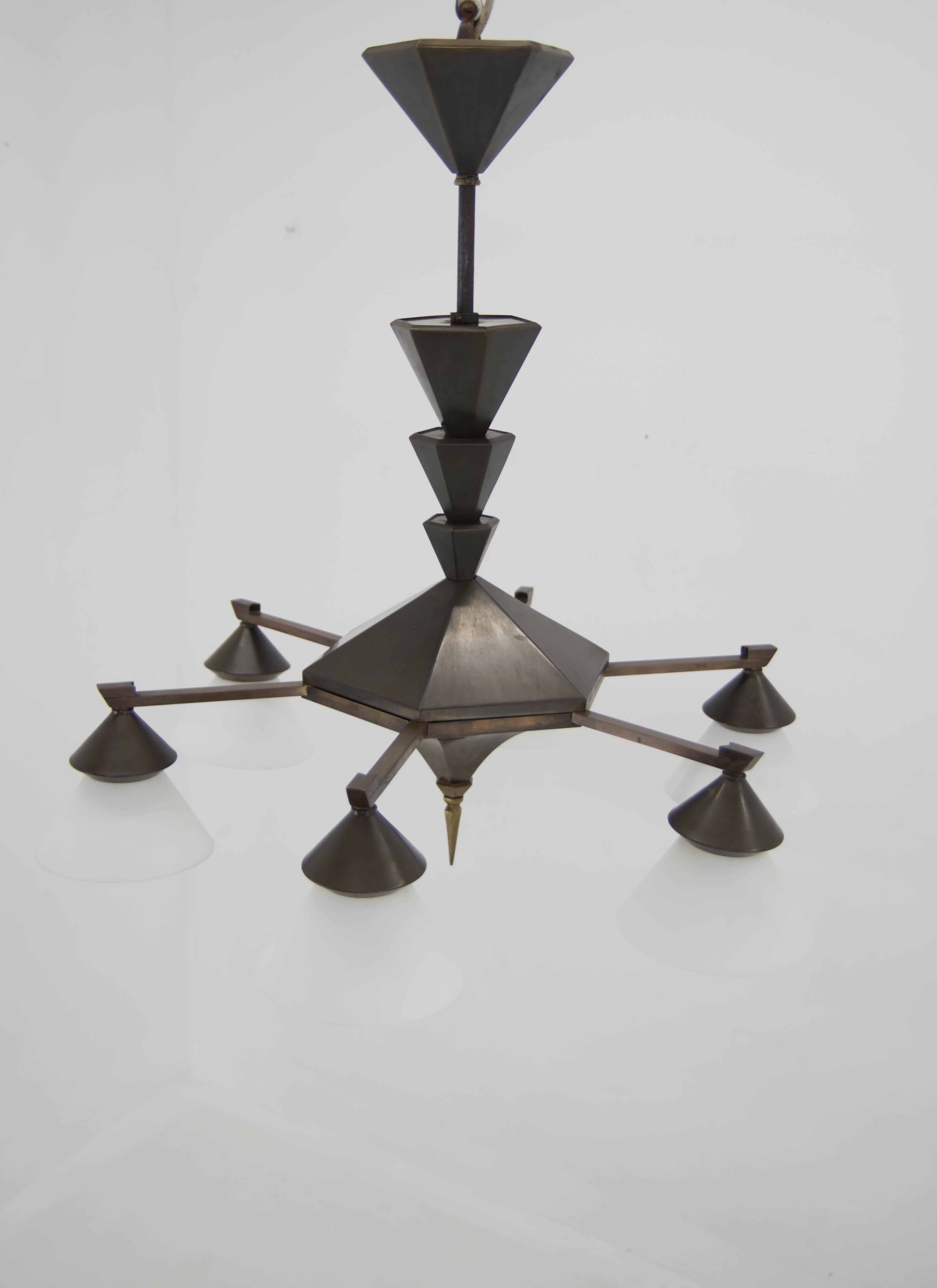 Rare Cubism Chandelier by Franta Anyz, 1920s 6