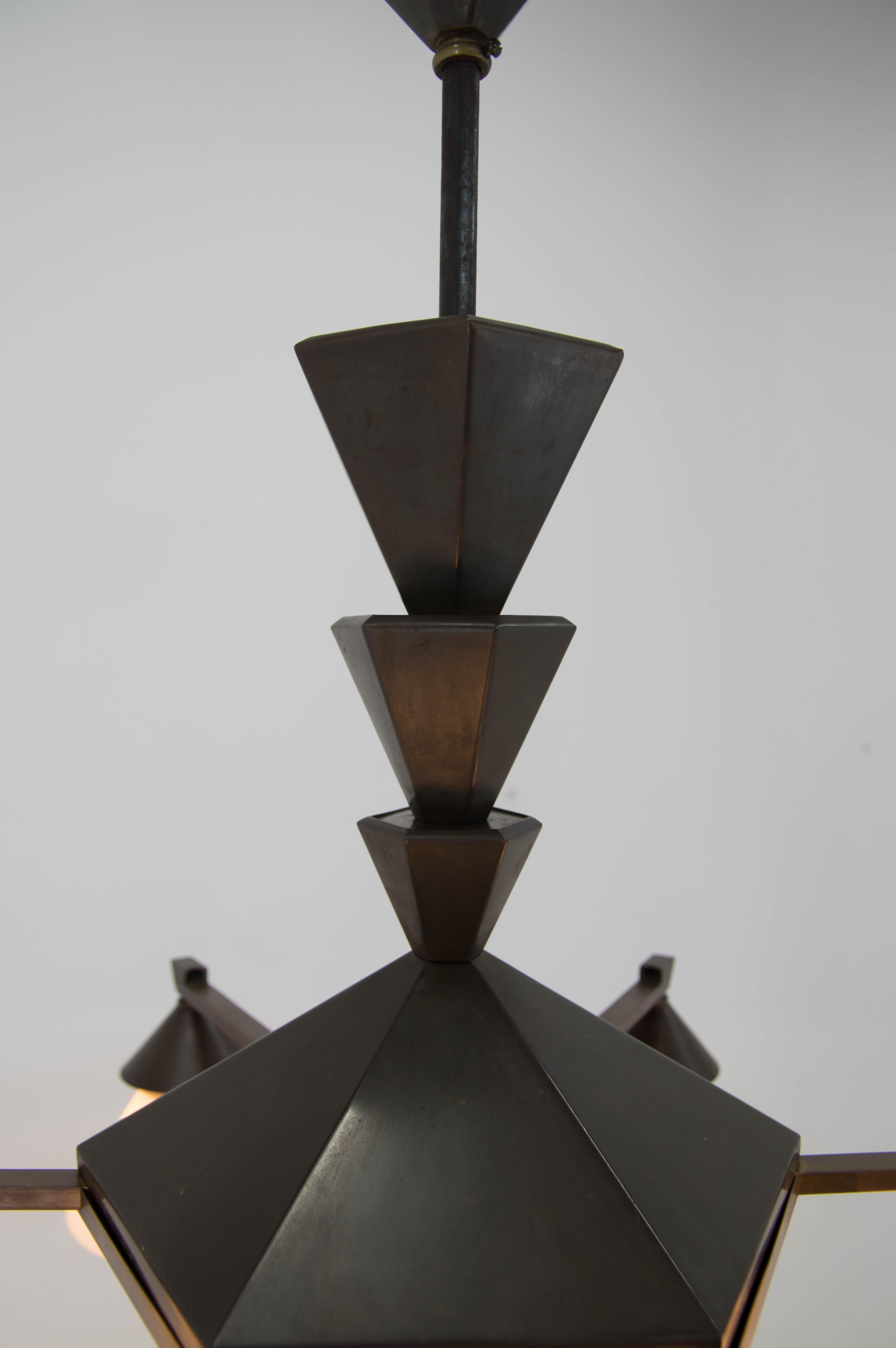 Rare Cubism Chandelier by Franta Anyz, 1920s In Good Condition In Praha, CZ