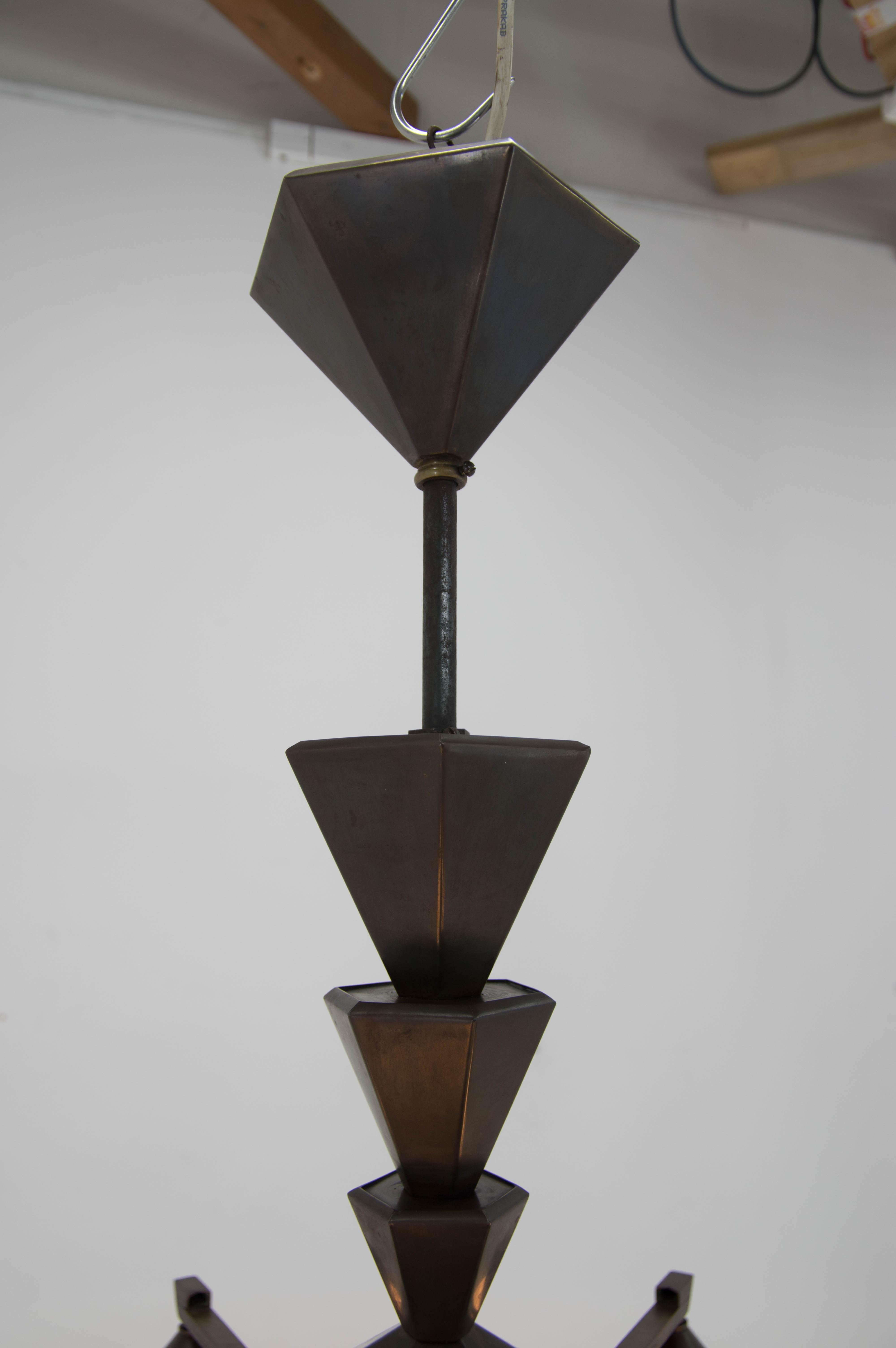 Early 20th Century Rare Cubism Chandelier by Franta Anyz, 1920s