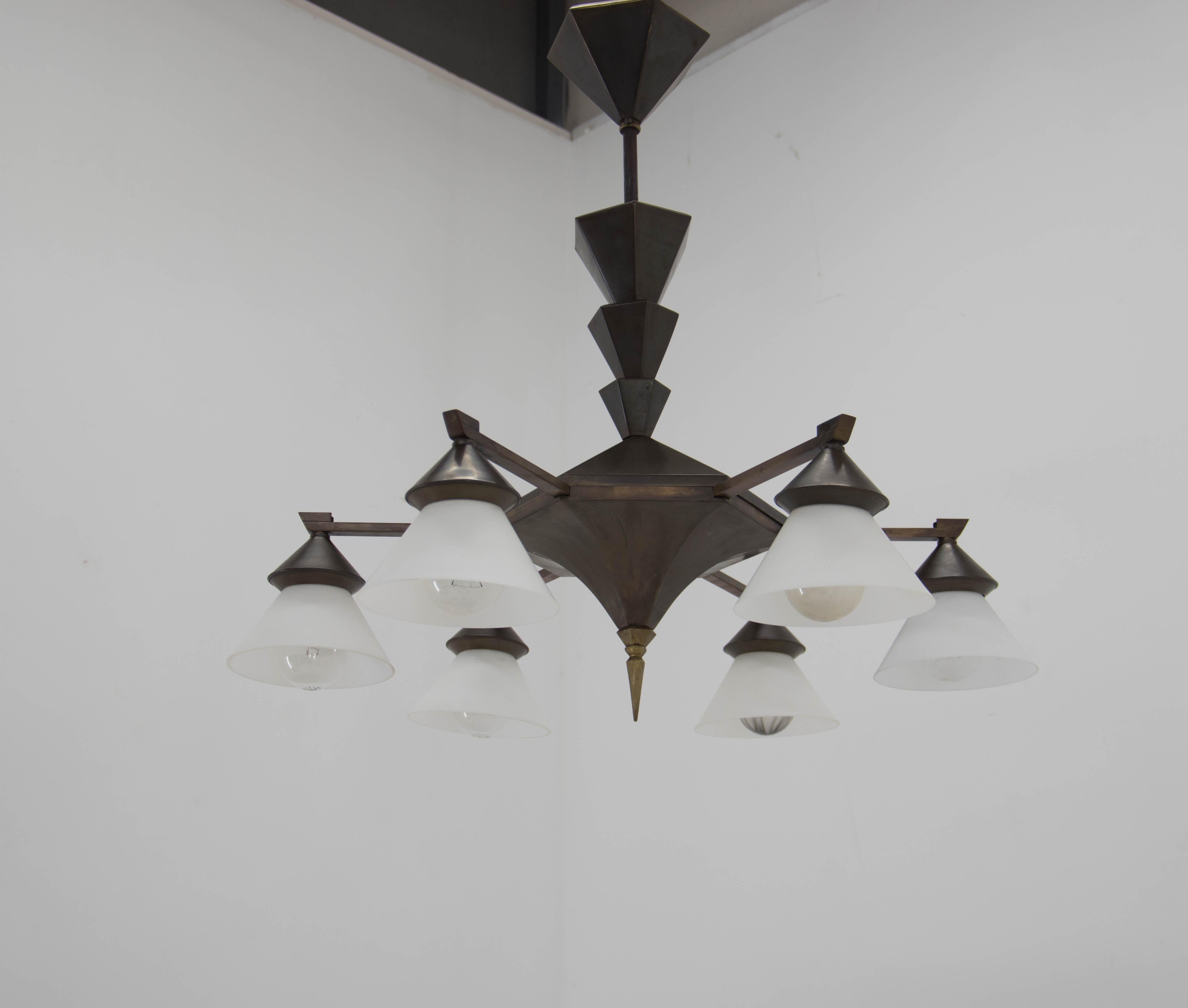 Rare Cubism Chandelier by Franta Anyz, 1920s 1
