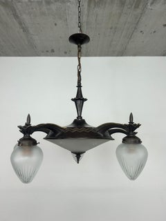 Rare cubist bronze chandelier