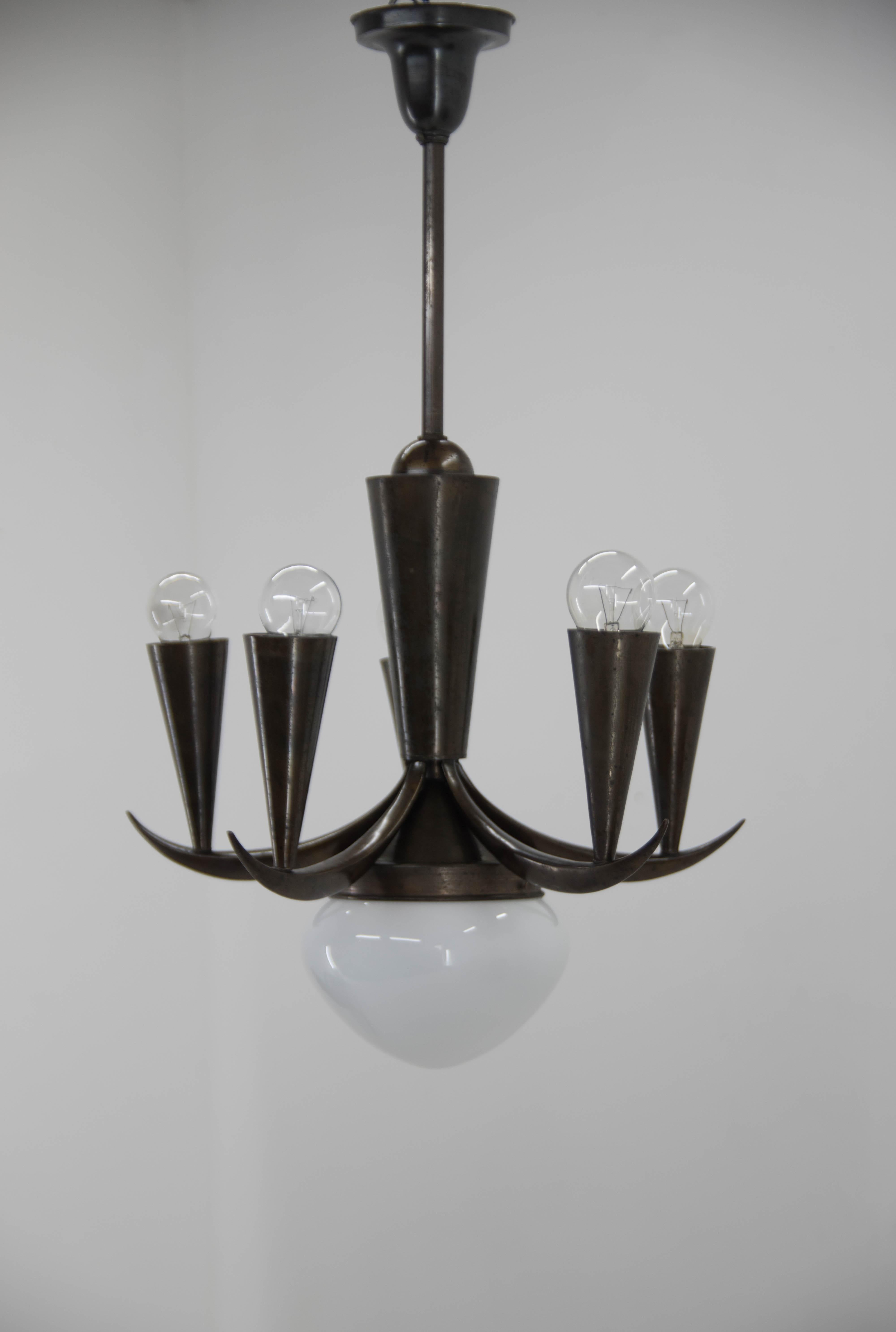 Rare Cubistic Chandelier by IAS, 1910s For Sale 3