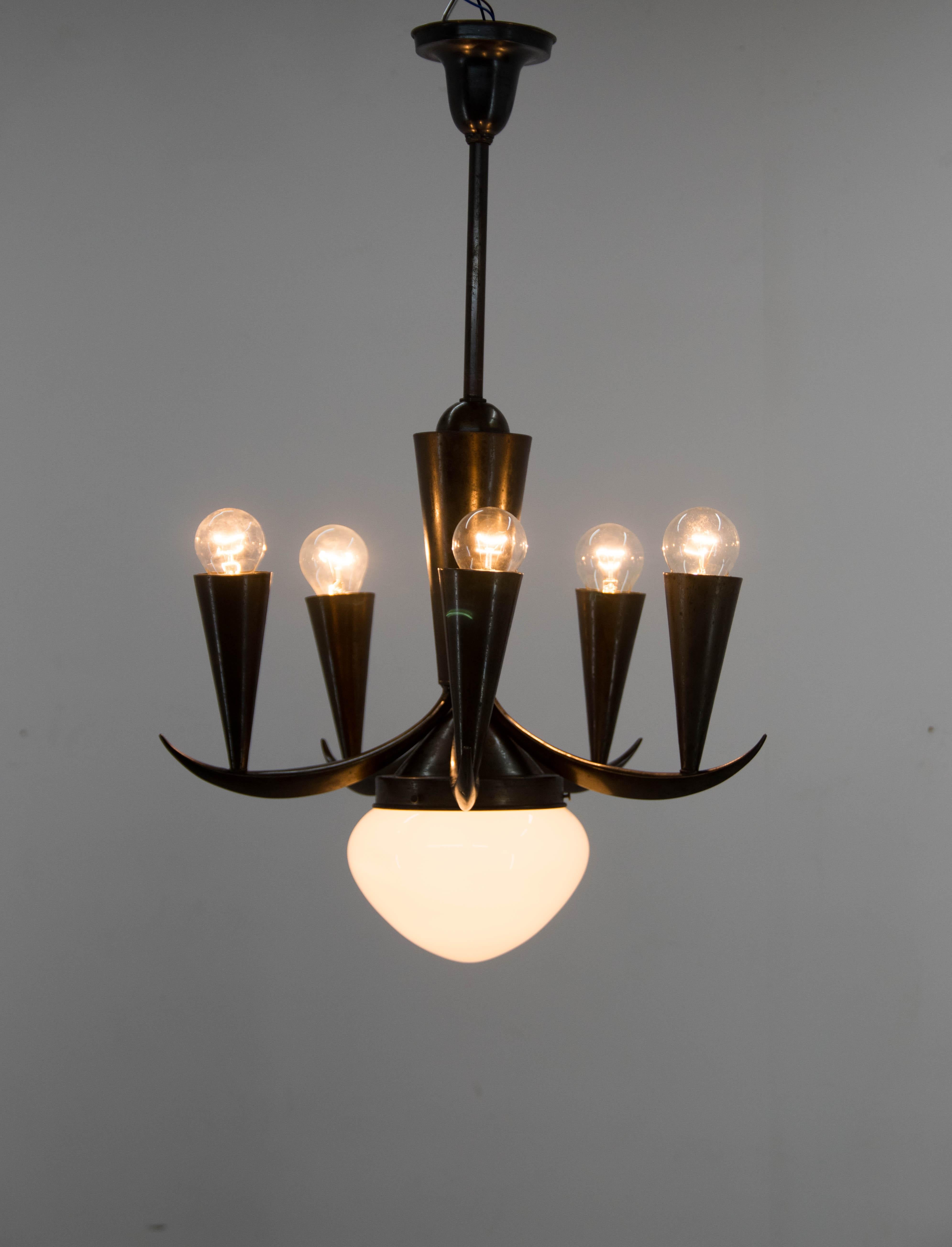 Rare Cubistic Chandelier by IAS, 1910s For Sale 1