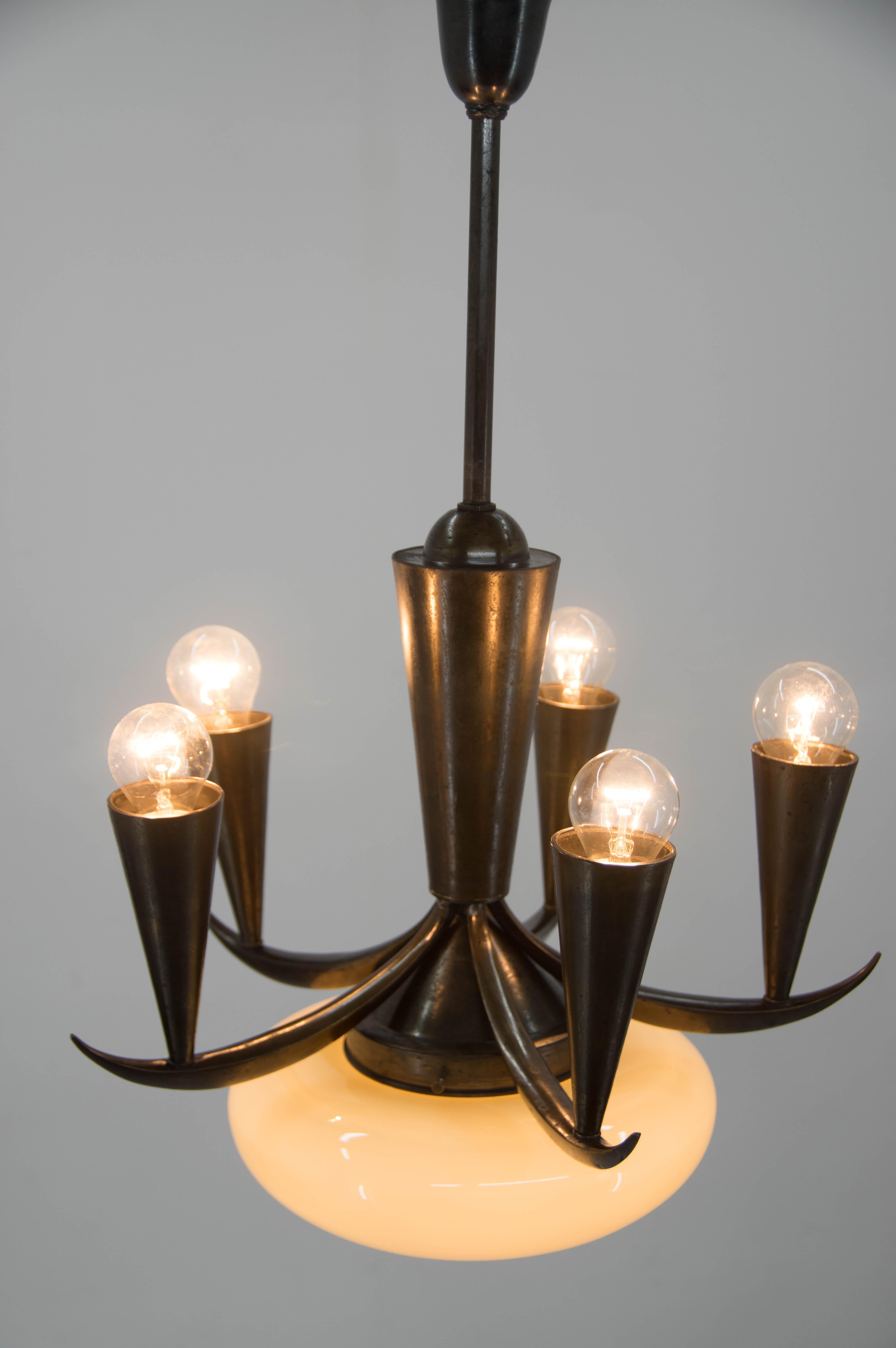 Rare Cubistic Chandelier by IAS, 1910s For Sale 1