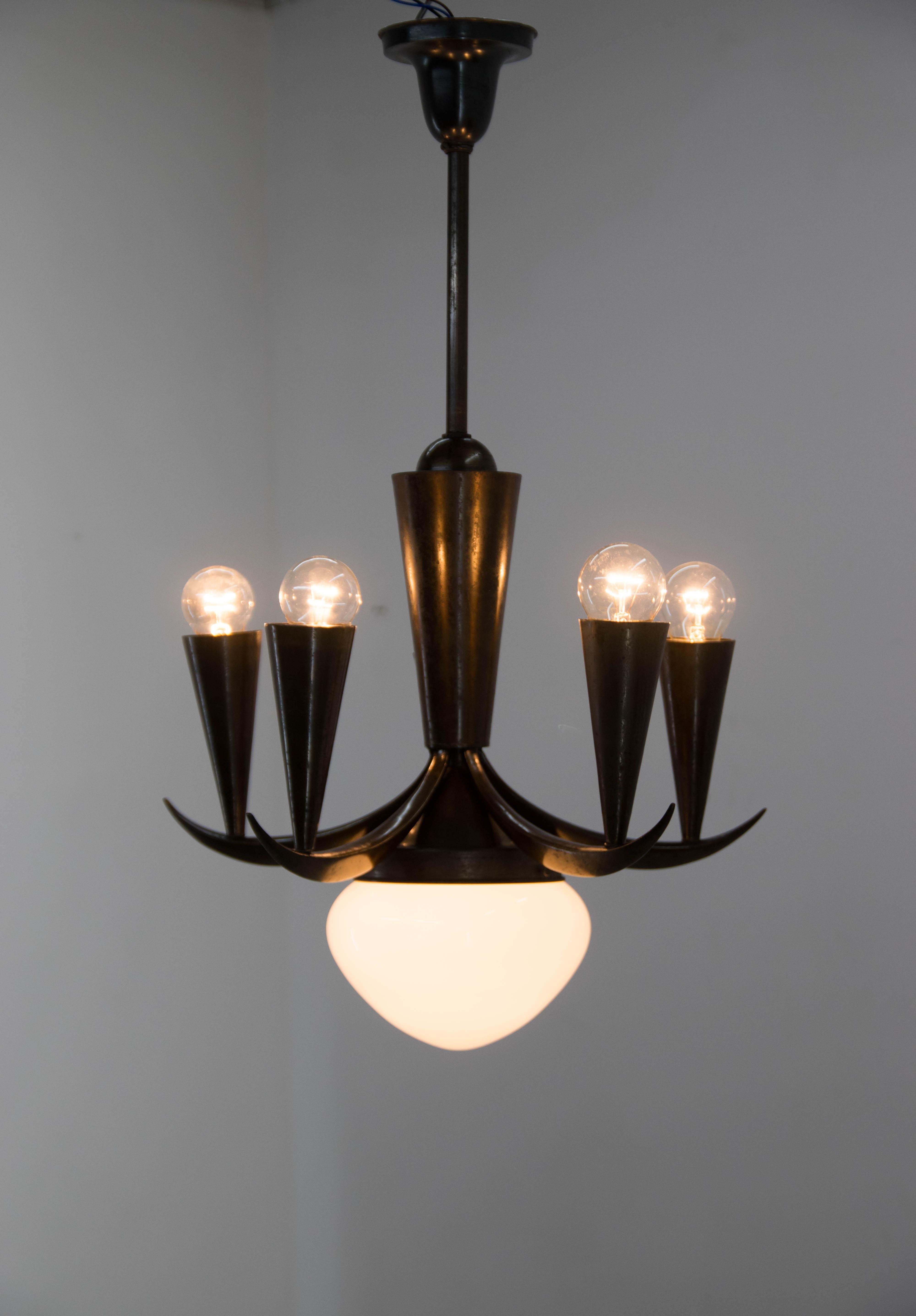 Rare Cubistic Chandelier by IAS, 1910s For Sale 2