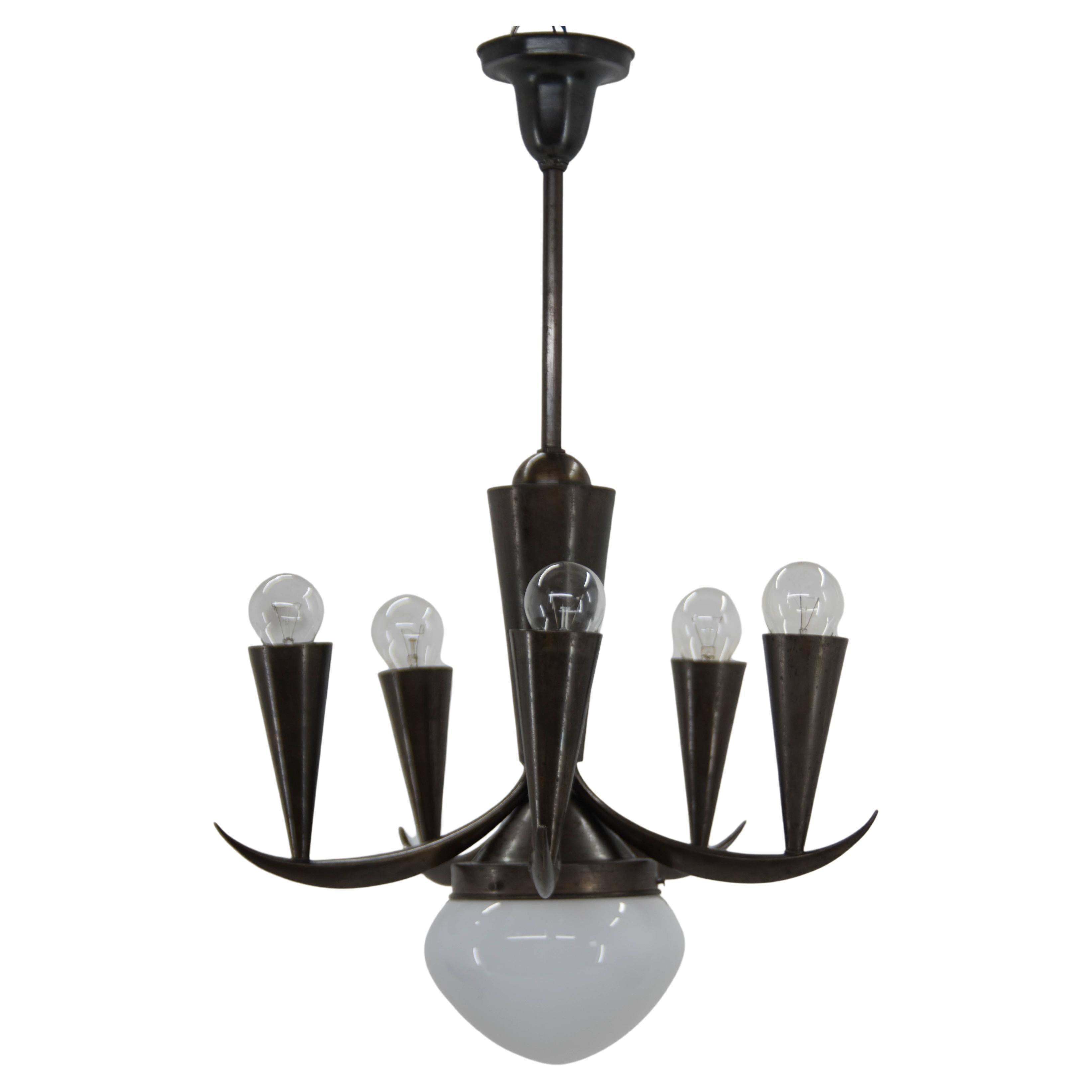 Rare Cubistic Chandelier by IAS, 1910s For Sale