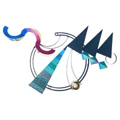 Rare sculpture murale d'art abstrait postmoderne en techniques mixtes des années 1990 signée Curtis Jere