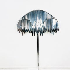 Rare Curtis Jere Vintage Kinetic Chrome Wall Sculpture