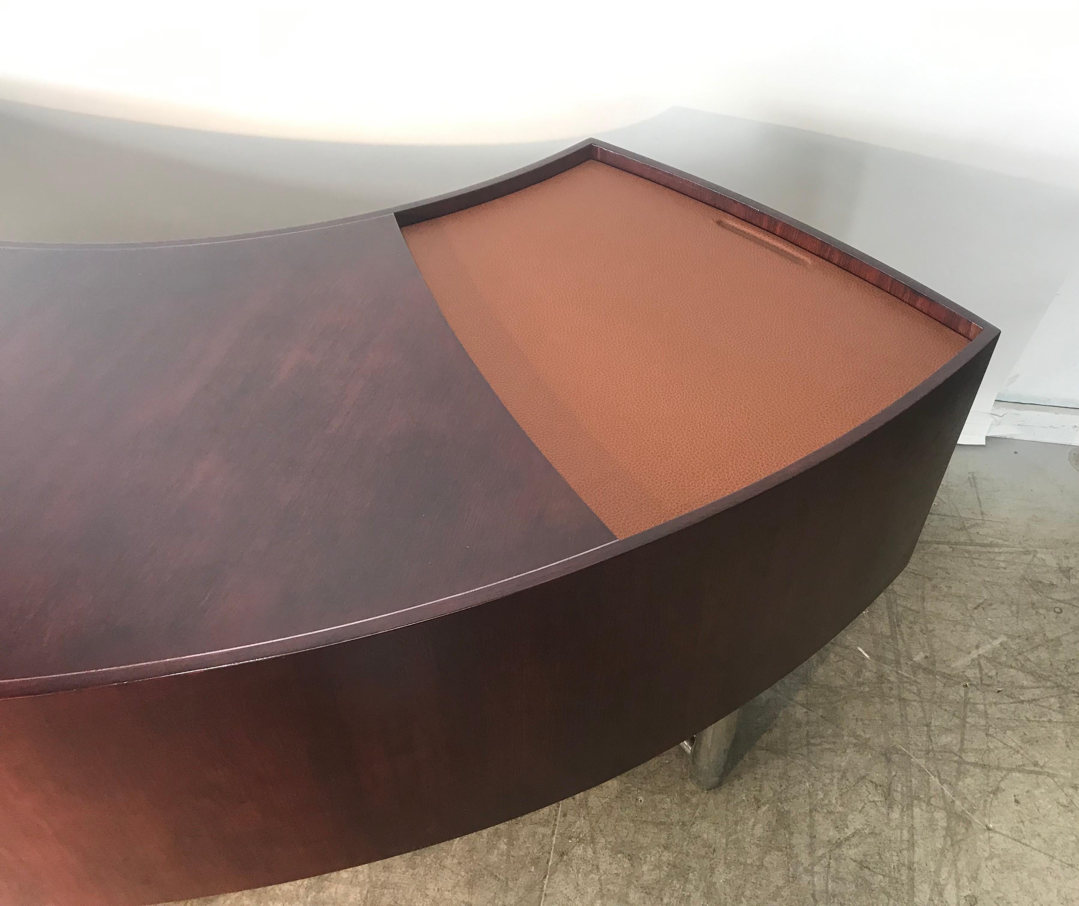 Rare Curved Desk on Chrome-Plated Base, Designed by Leif Jacobsen 2