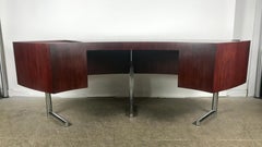 Rare Curved Desk on Chrome-Plated Base, Designed by Leif Jacobsen