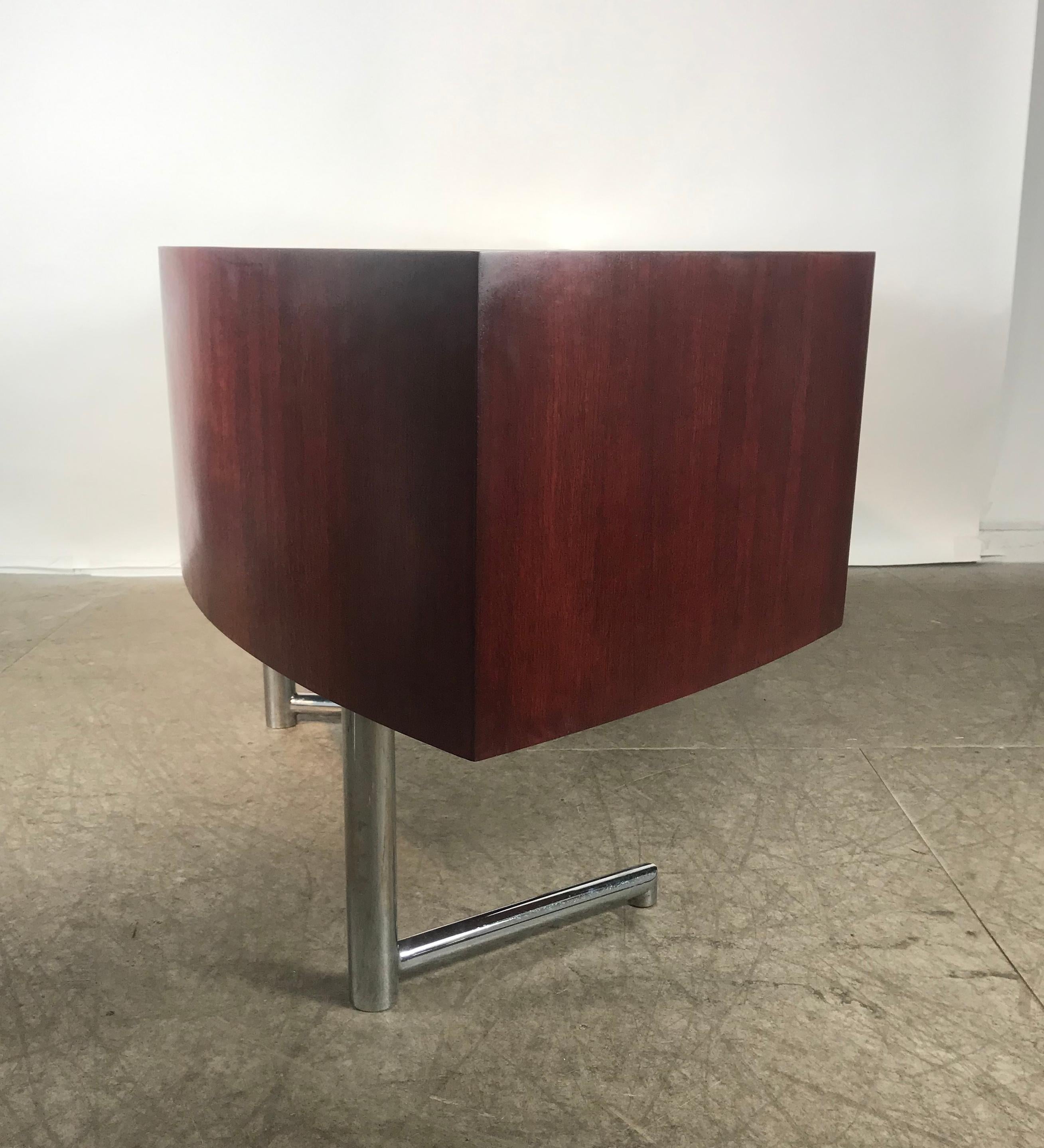 Canadian Rare Curved Desk on Chrome-Plated Base, Designed by Leif Jacobsen