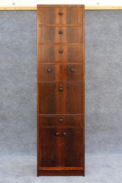 Rare Custom Apothecary Style Rosewood Tall & Narrow Dresser by Svend Langkilde