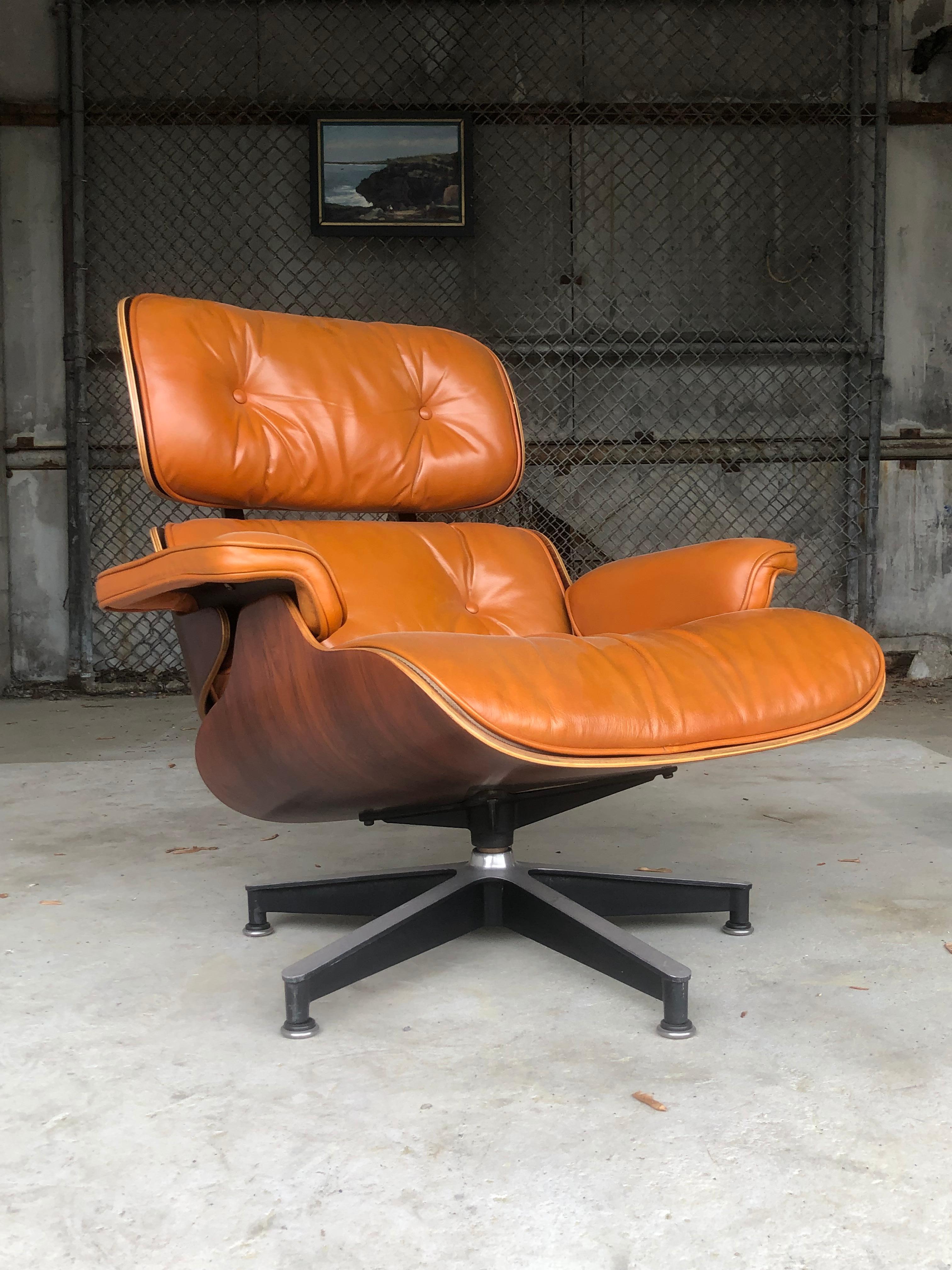 Rare Custom Herman Miller Eames Lounge Chair and Ottoman in Burnt Orange 1