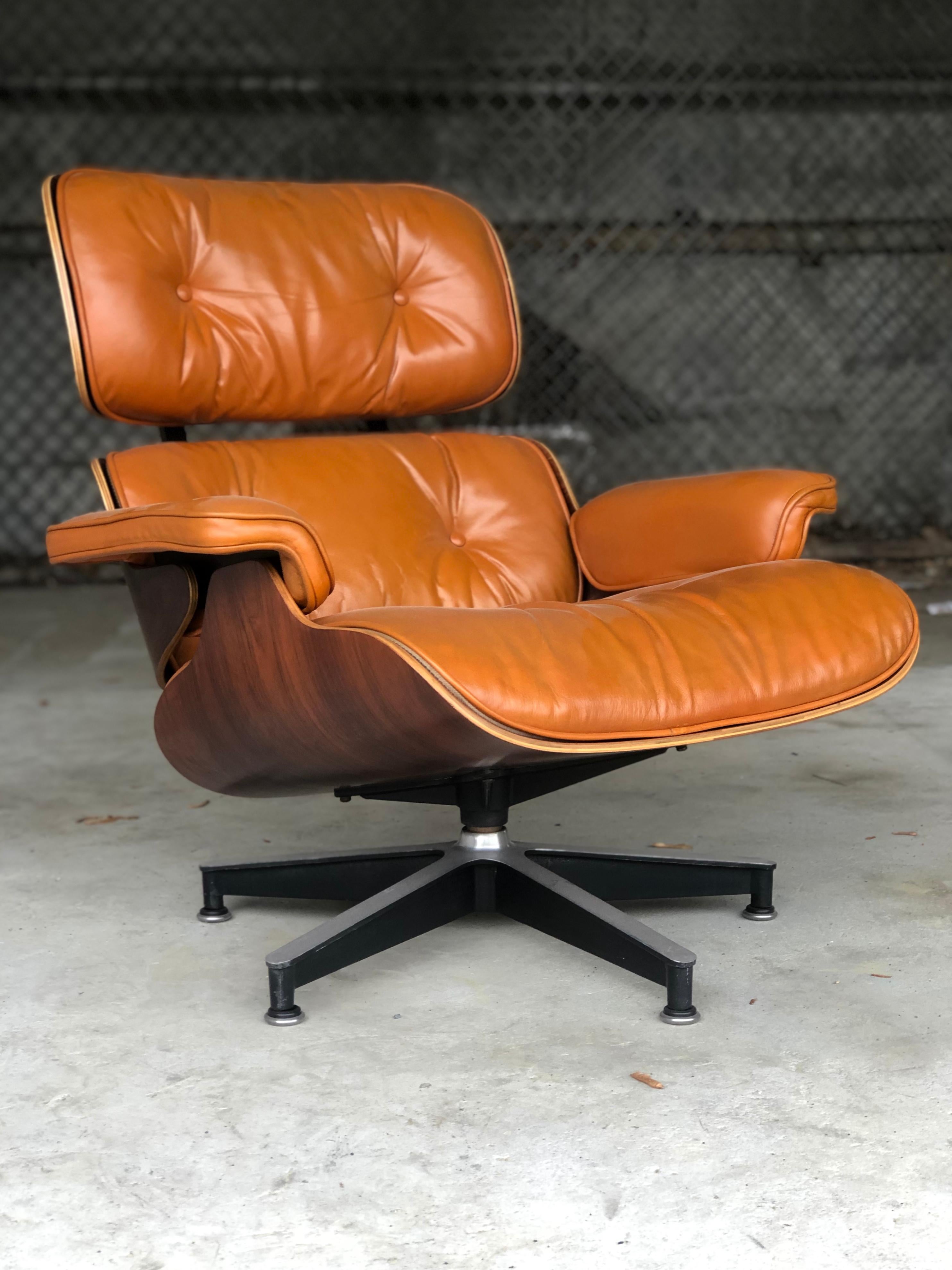 Rare Custom Herman Miller Eames Lounge Chair and Ottoman in Burnt Orange 3