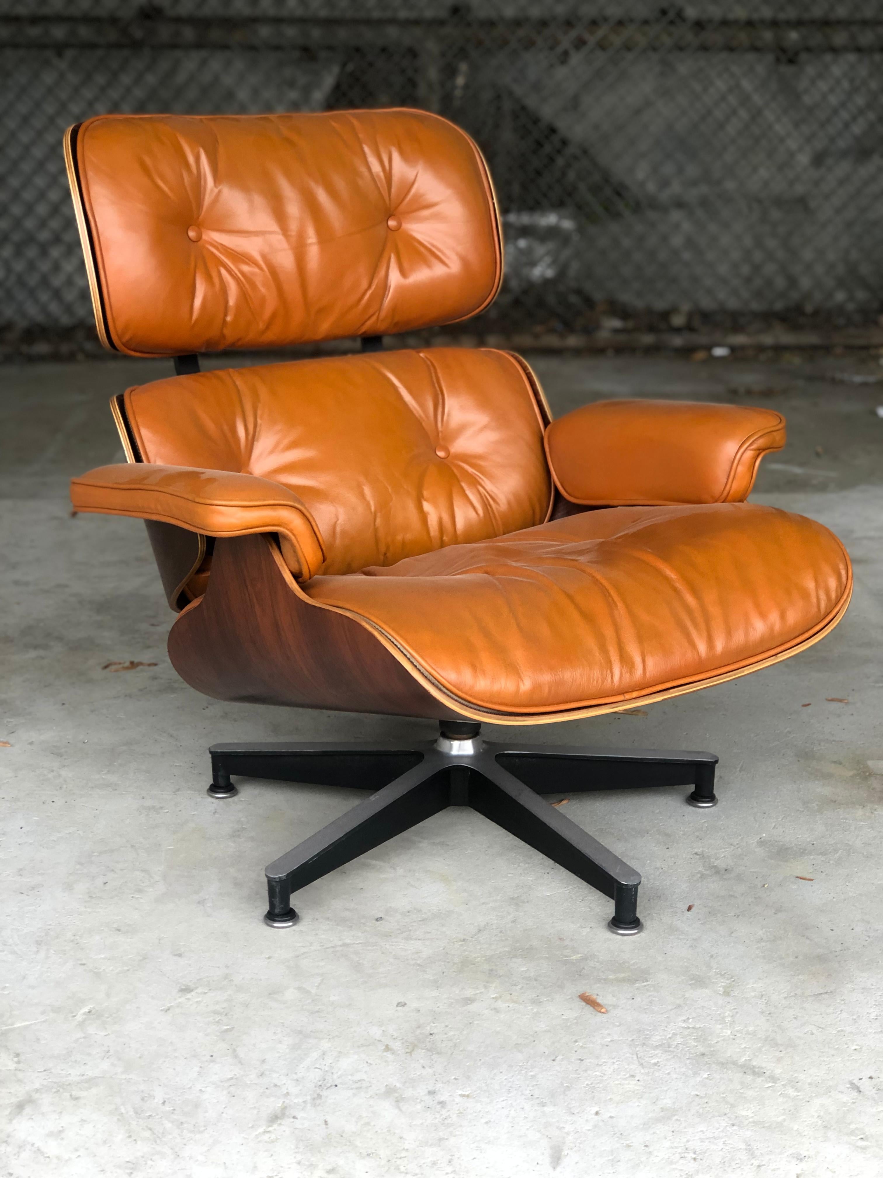 Rare Custom Herman Miller Eames Lounge Chair and Ottoman in Burnt Orange 4