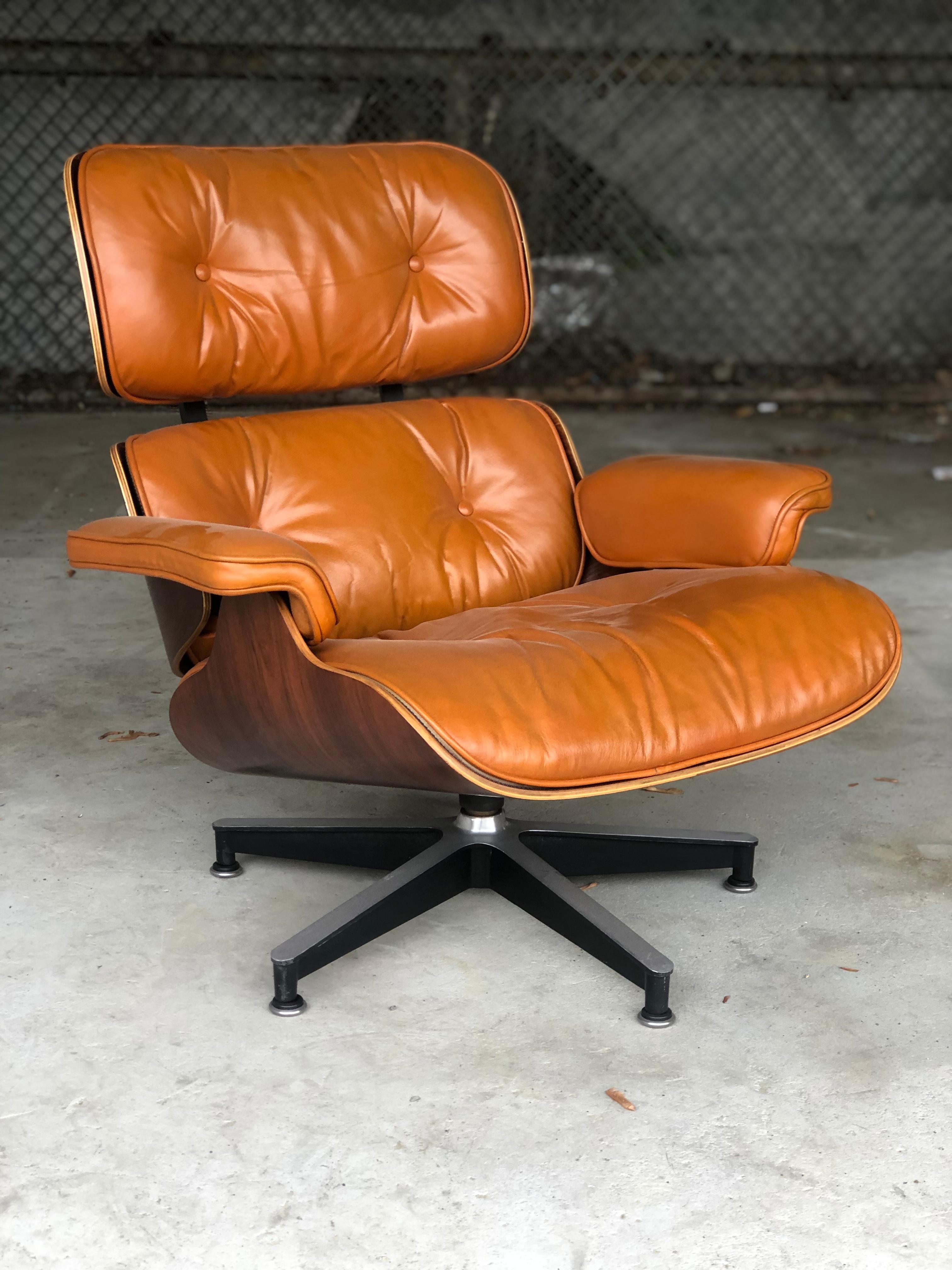 Rare Custom Herman Miller Eames Lounge Chair and Ottoman in Burnt Orange 5
