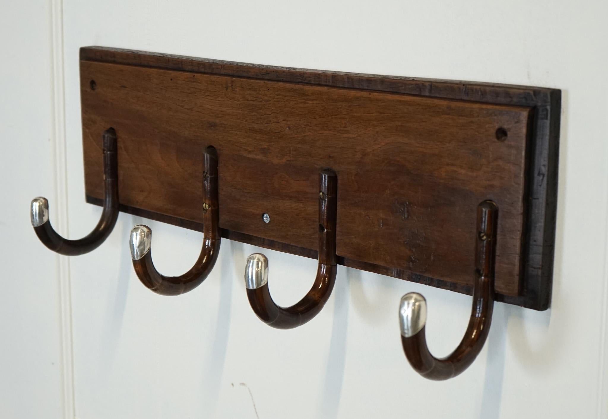 RARE CUSTOM MADE ART DECO 1920 STERLING SIiLVER MOUNTED HAT COAT WALL RACK J1 In Good Condition For Sale In Pulborough, GB