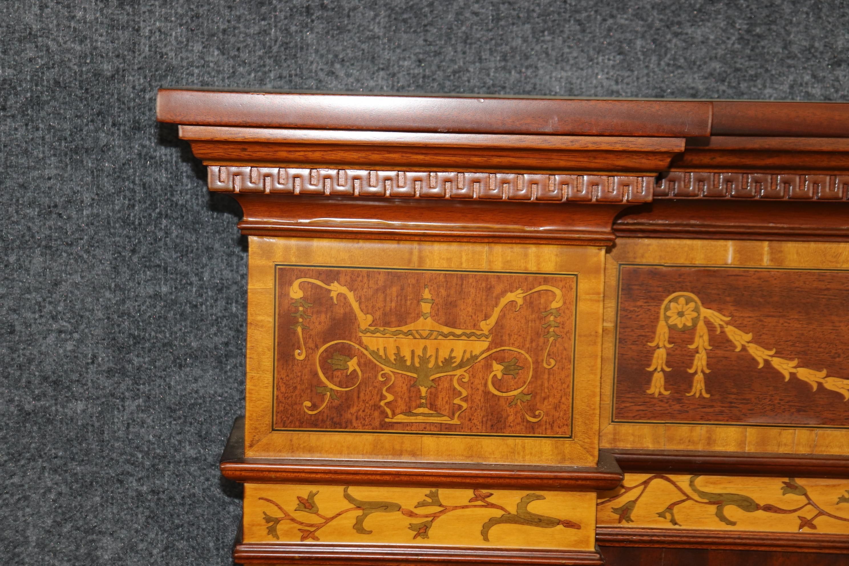 Late 20th Century Rare Custom Made Inlaid Satinwood and Mahogany Edwardian Style Fireplace Mantel For Sale