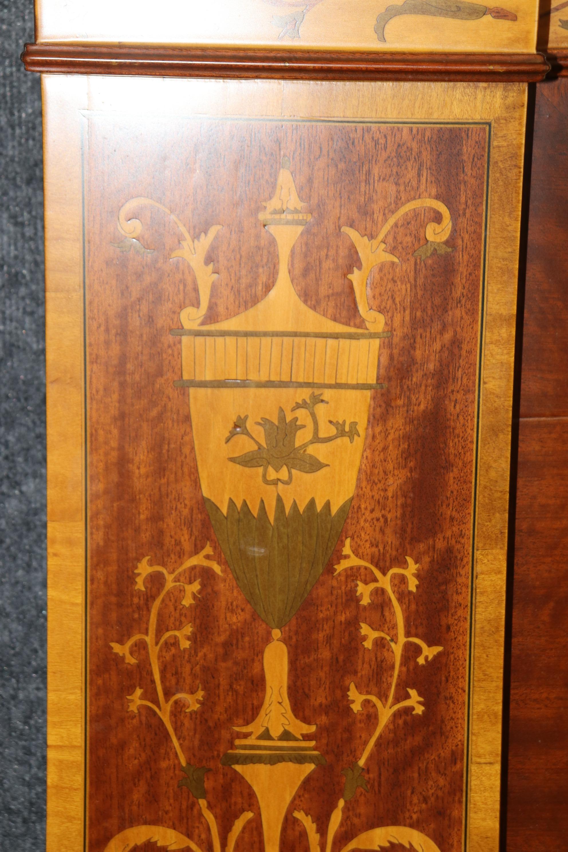 Rare Custom Made Inlaid Satinwood and Mahogany Edwardian Style Fireplace Mantel For Sale 1