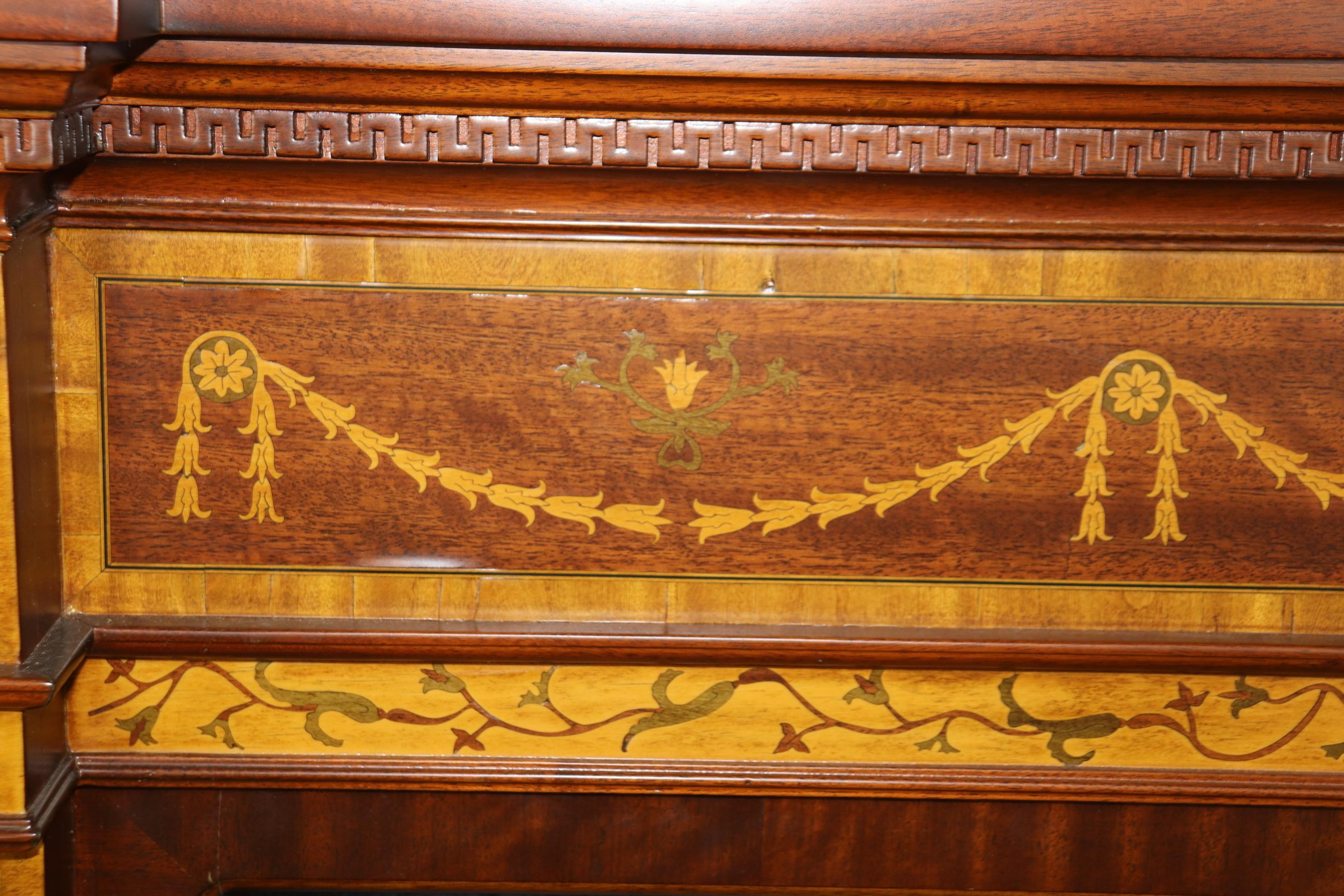 Rare Custom Made Inlaid Satinwood and Mahogany Edwardian Style Fireplace Mantel For Sale 3