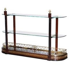 Rare Custom Made Versace Hardwood & Brass Console Bookcase Display Sideboard