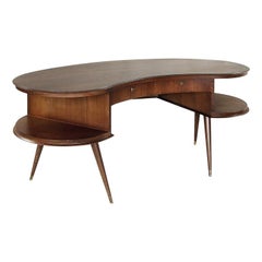 Rare Custom Mid-Century Modern Dutch Wenge Boomerang Desk, 1960s