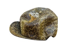 Rare Custom Rattlesnake Skin Head Taxidermy Baseball Cap Cowboy Hat Belt Western