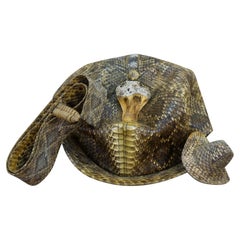 Rare Custom Rattlesnake Skin Head Taxidermy Baseball Cap Cowboy Hat Belt Western
