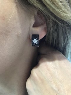 Rare Customize Black Diamond White Gold Earrings
