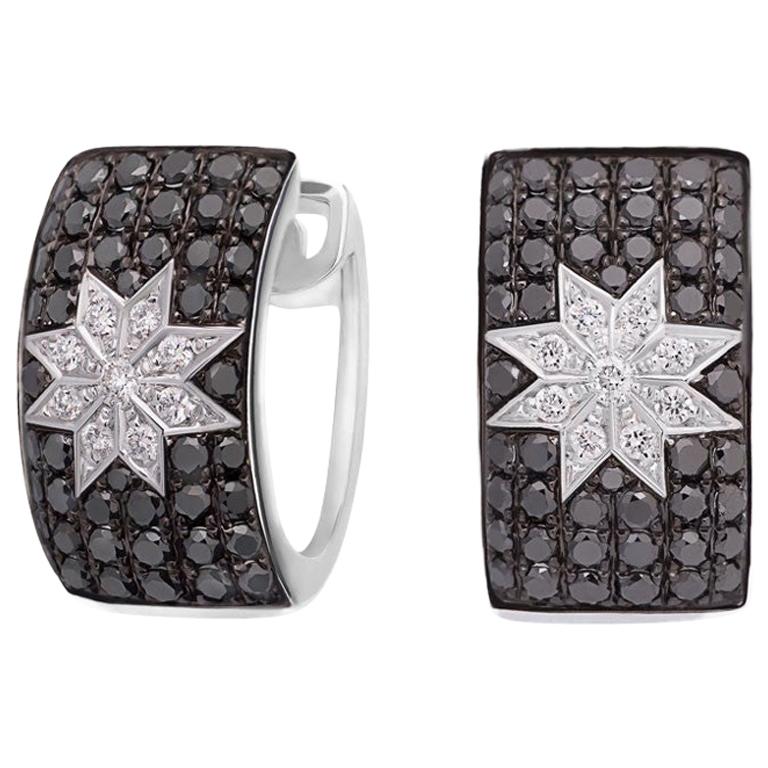 Rare Customize Black Diamond White Gold Earrings