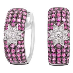 Pendiente Raro Personalizado Rubí Zafiro Rosa Diamante Oro Blanco
