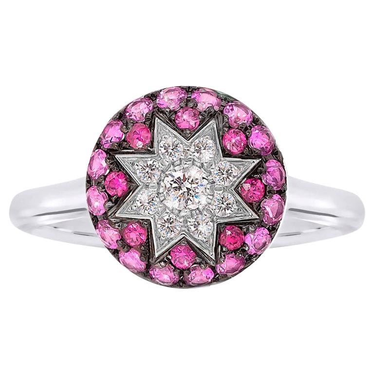 Rare Customize Ruby Pink Sapphire Diamond White Gold Ring For Sale