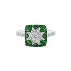 Rare Customize Tsavorite Diamond White Gold Earrings