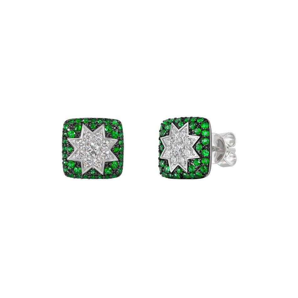 Rare Customize Tsavorite Diamond White Gold Earrings In New Condition For Sale In Montreux, CH