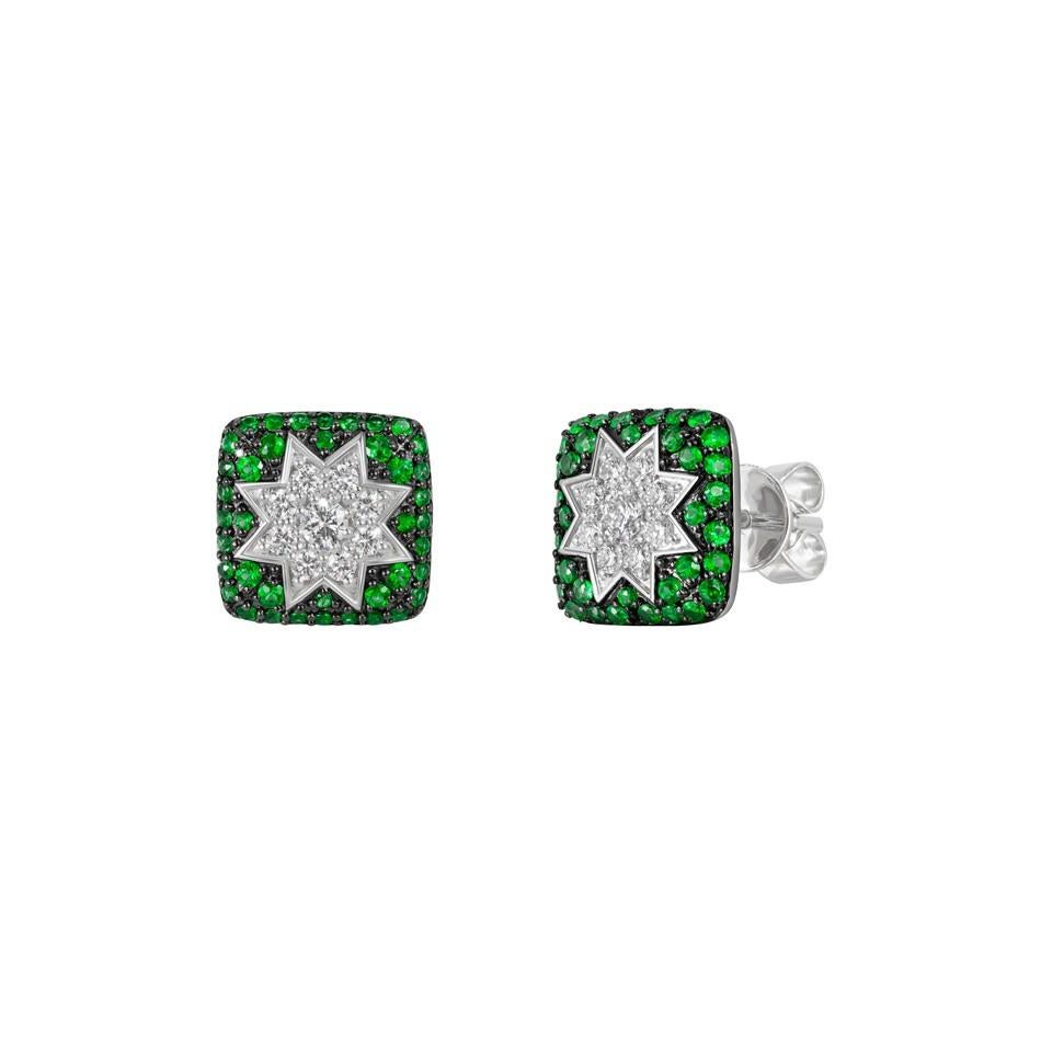 Rara collana in oro bianco con diamante e tsavorite personalizzata In condizioni Nuovo in vendita a Genève, GE