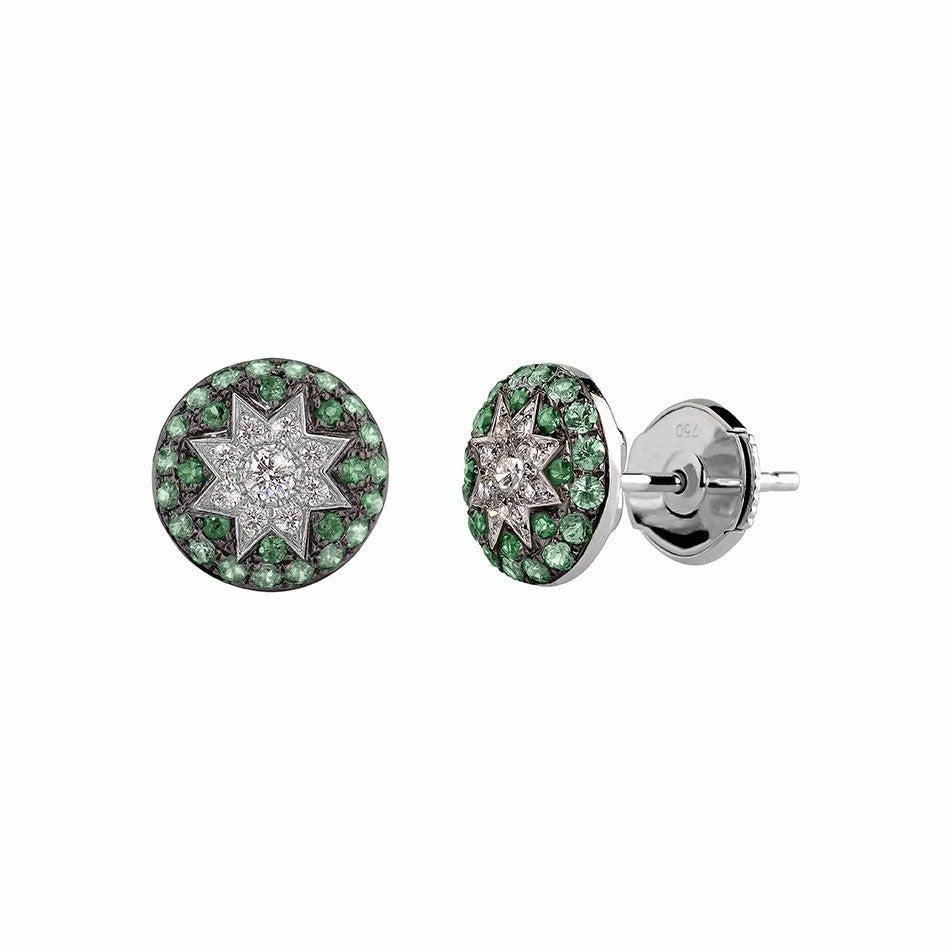 Im Angebot: Seltener maßgefertigter Ring mit Tsavorit und Diamant aus Weißgold () 2