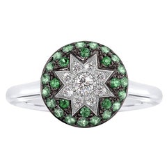 Rare Customize Tsavorite Diamond White Gold Ring