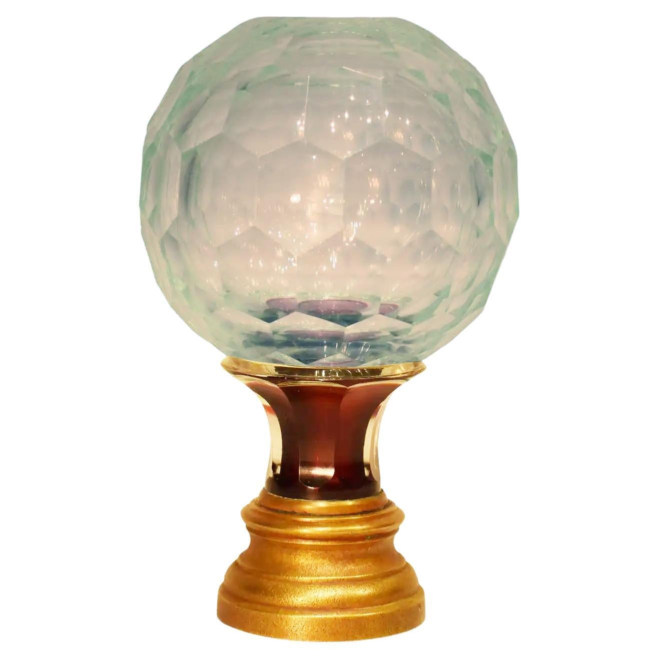 Rare Cut Crystal & Bronze Newel Post