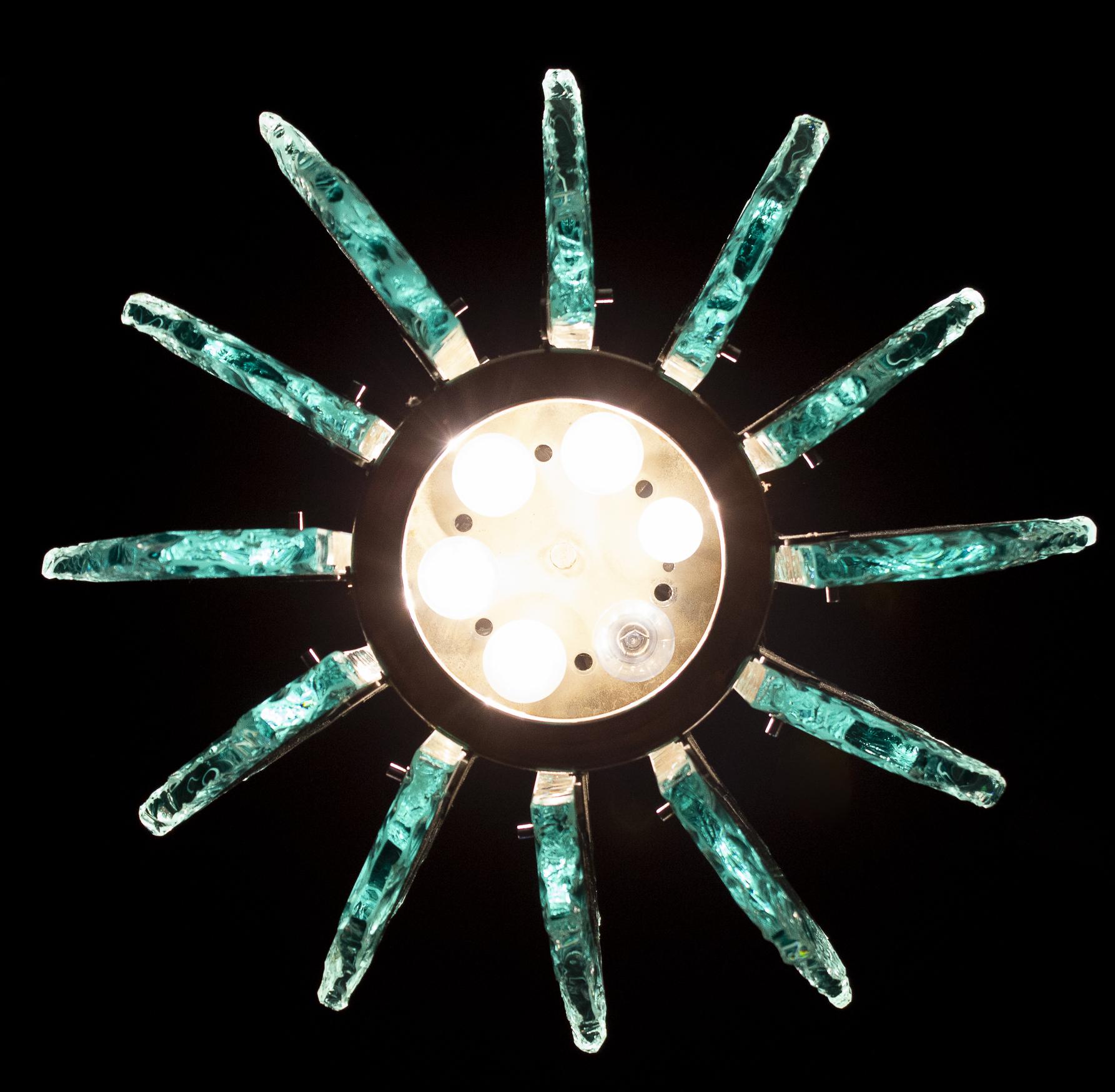 Seltener Kronleuchter aus geschliffenem Glas von Fontana Arte, 1960er Jahre im Zustand „Gut“ in Rome, IT