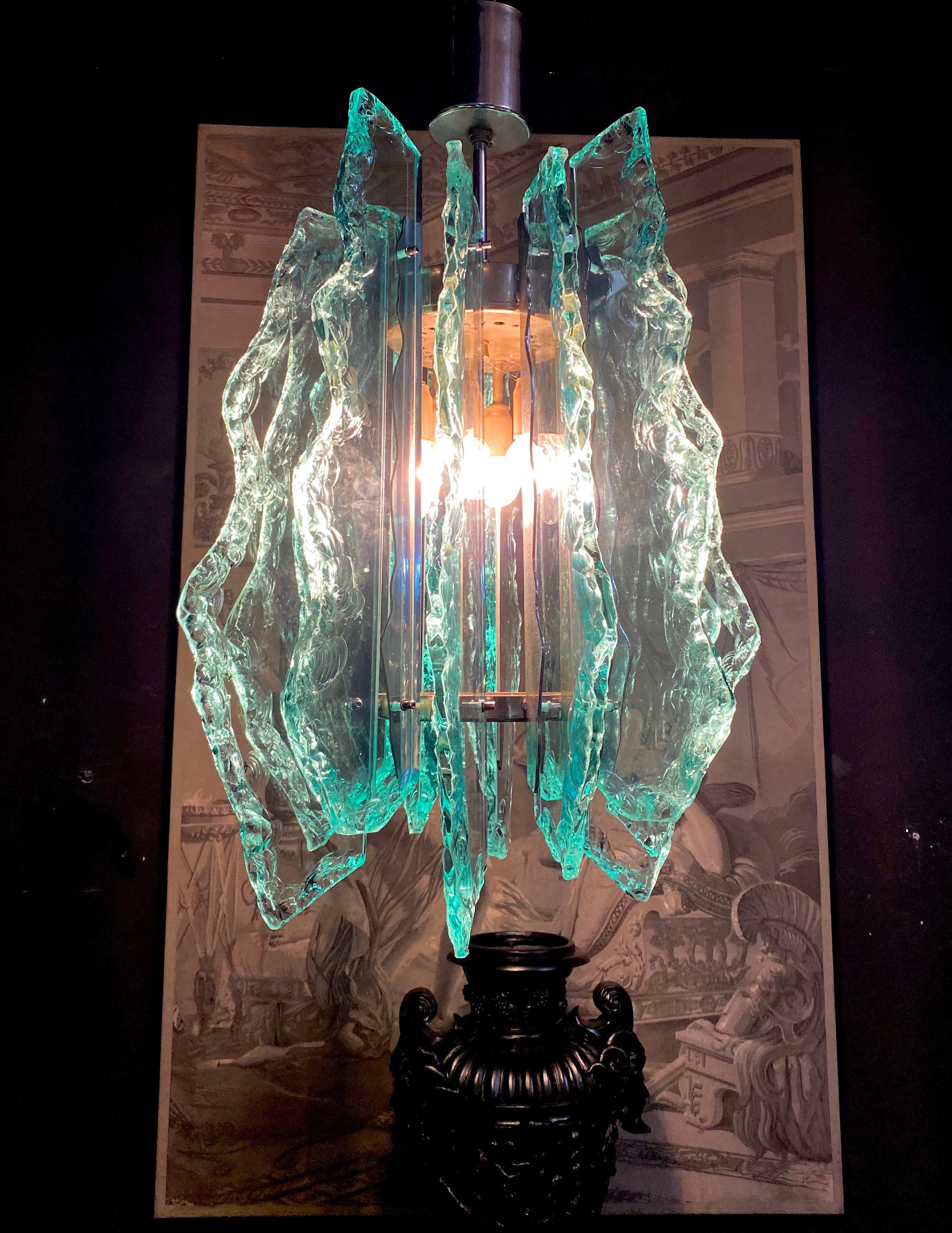 Seltener Kronleuchter aus geschliffenem Glas von Fontana Arte, 1960er Jahre (20. Jahrhundert)