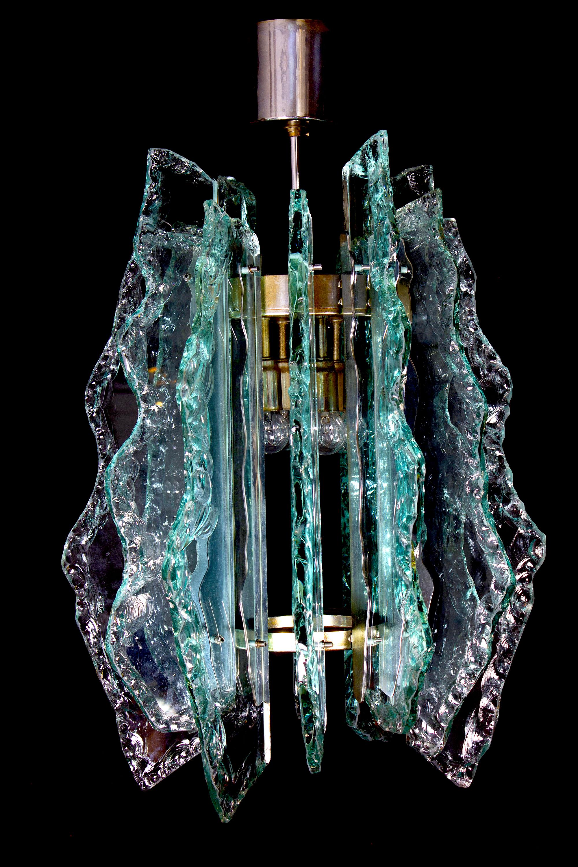 Seltener Kronleuchter aus geschliffenem Glas von Fontana Arte, 1960er Jahre 2