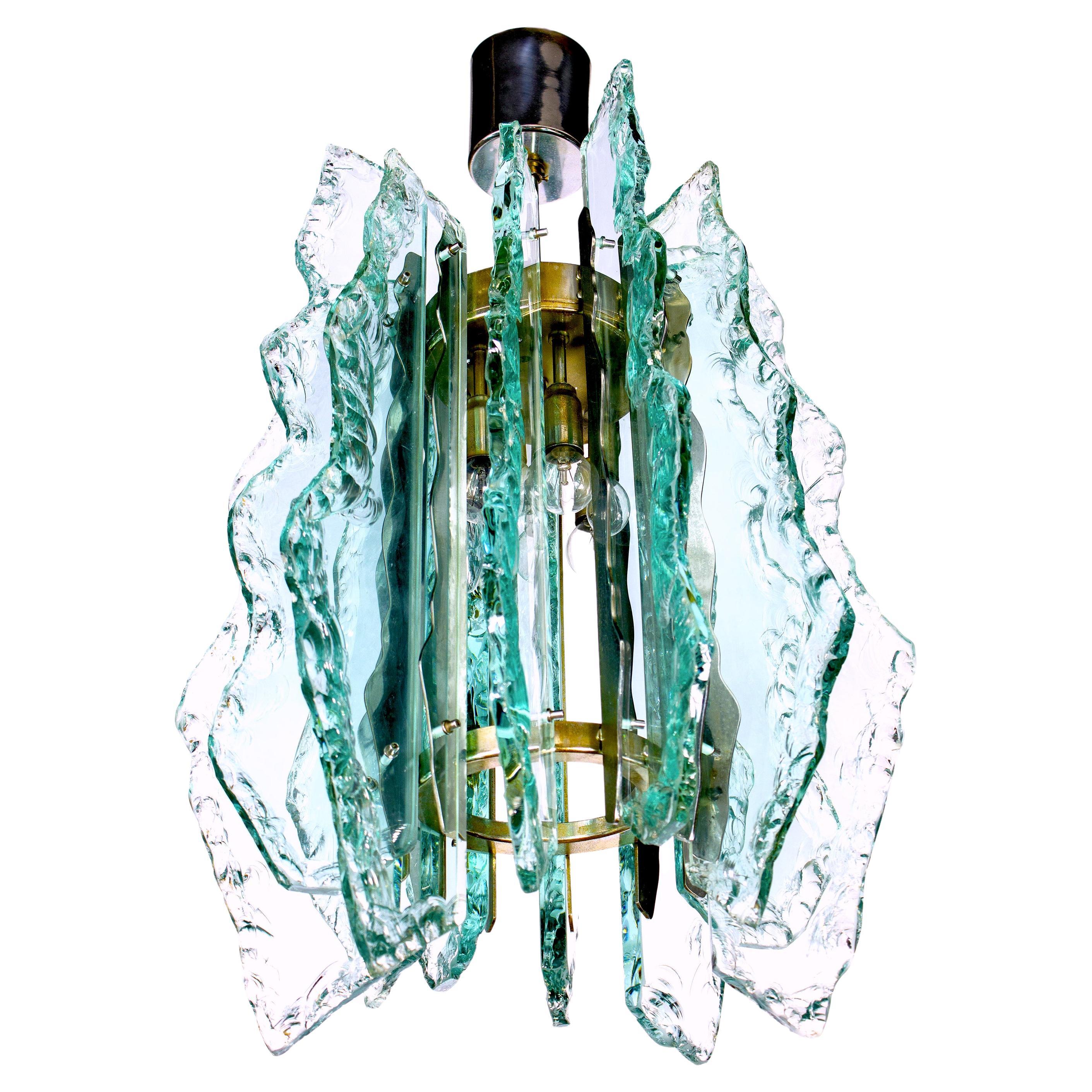 Rare Cut-Glass Chandelier by Fontana Arte, 1960s For Sale