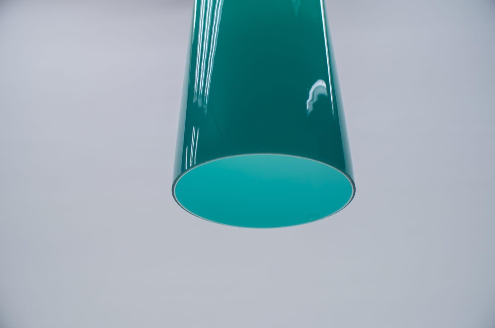 Rara lampada cilindrica in vetro color petrolio, anni '60 in vendita 3
