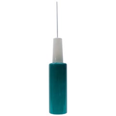 Rare lampe cylindrique en verre de lait couleur pétrole:: années 1960