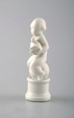 Rare Dahl Jensen Figure, Blanc de Chine, Child with Bird